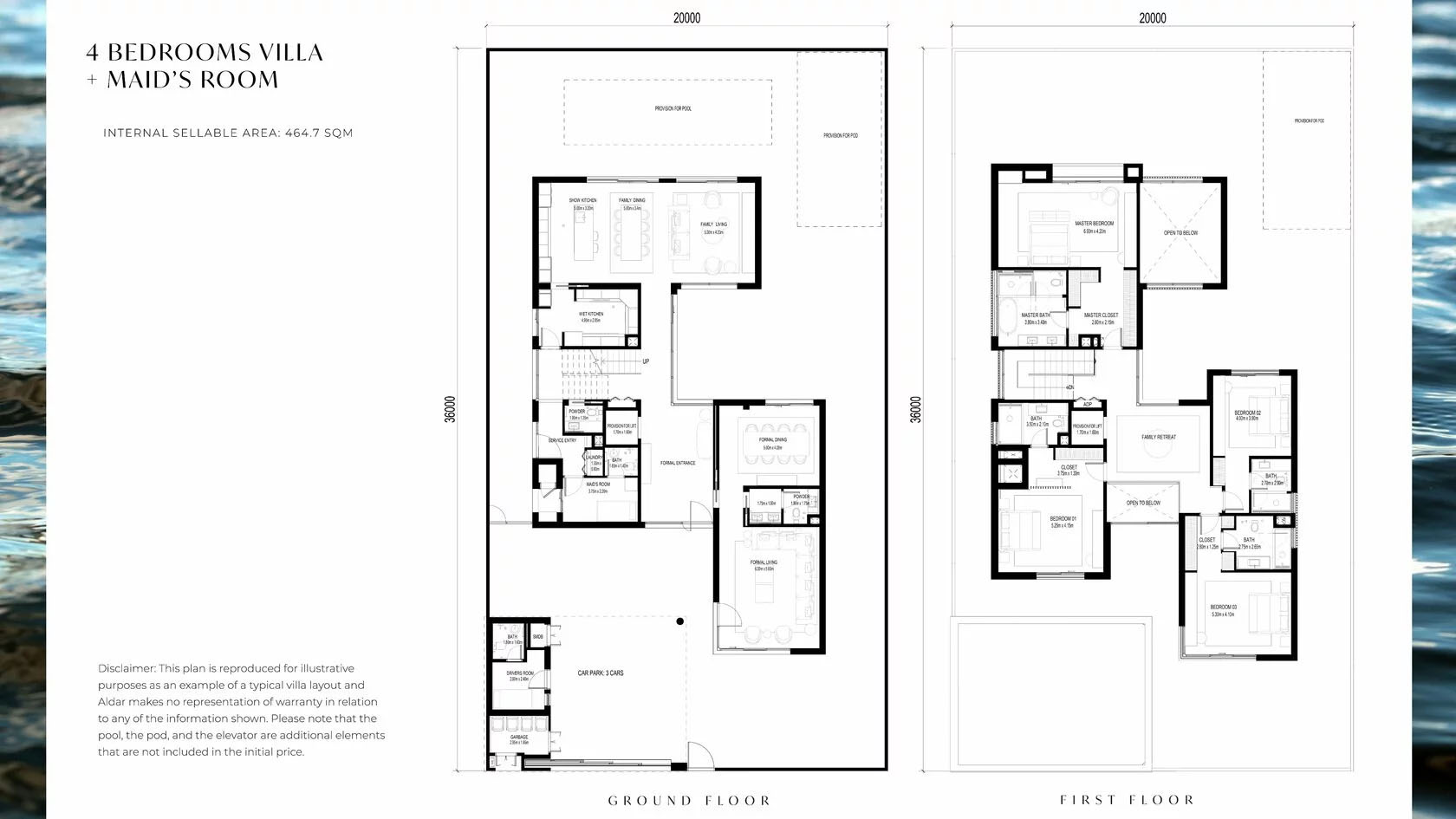 Floorplan 4 Bedroom Villa - Saadiyat Lagoons