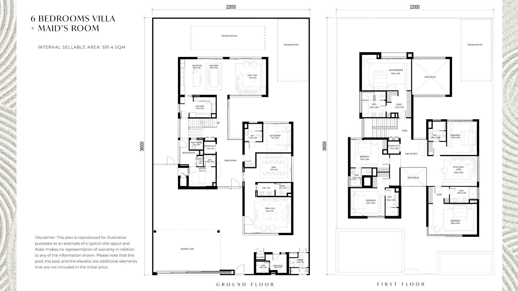 Floorplan 6 Bedroom Villa - Saadiyat Lagoons